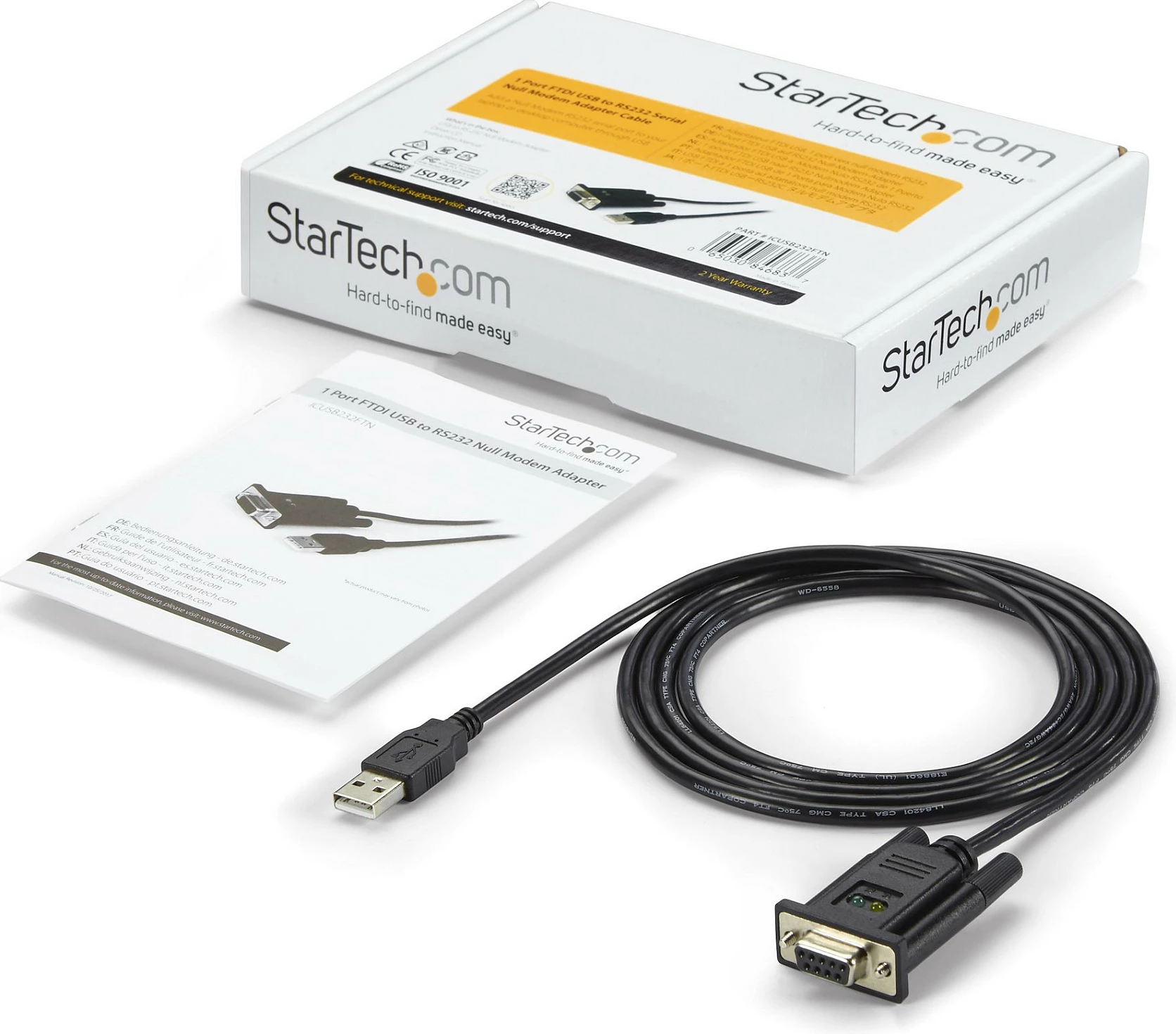 Adapter kabëll USB në Serial RS232 StarTech ICUSB232FTN, FTDI FT232RL, 1.7 m, i zi