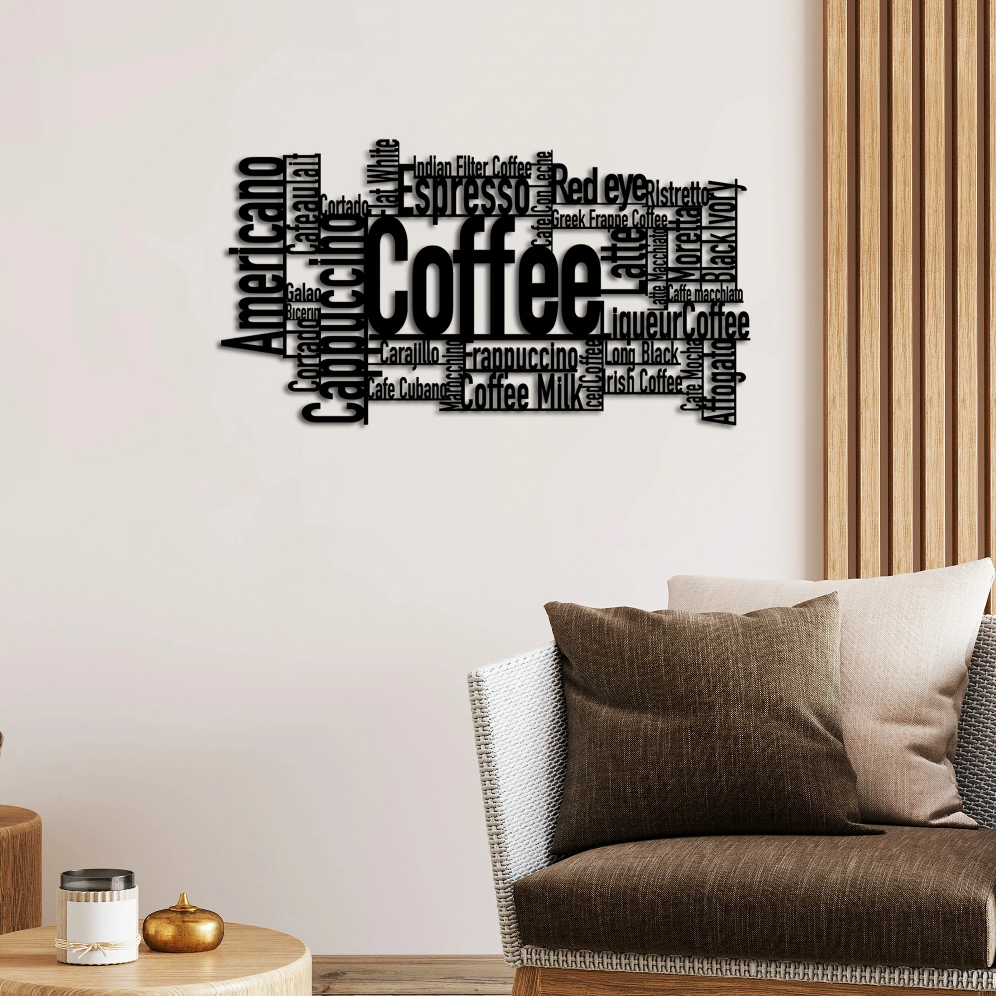 Aksesor dekorativ metalik për mur, Wallity, Coffee Or What?