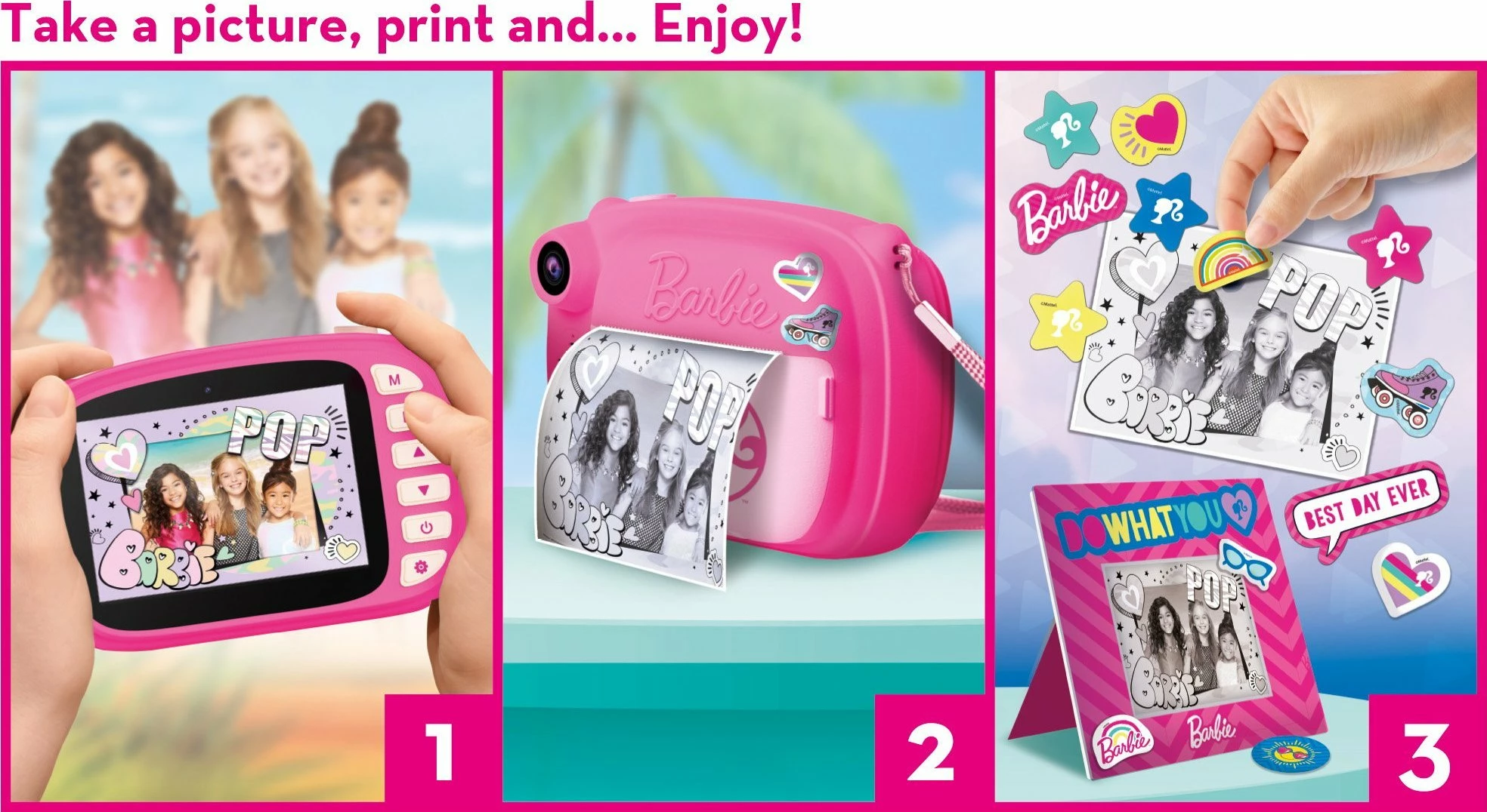 Kamerë digjitale Lisciani Barbie Print Cam, printim instant, kamerë e dyfishtë, rozë