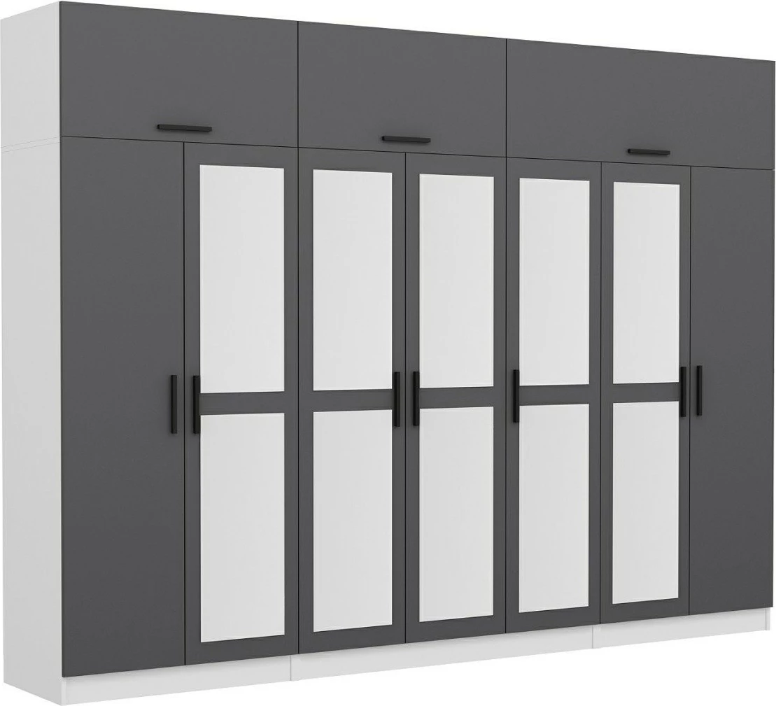 Dollap i madh për rroba, ngjyrë antracit dhe e bardhë, Skye Decor, 5164