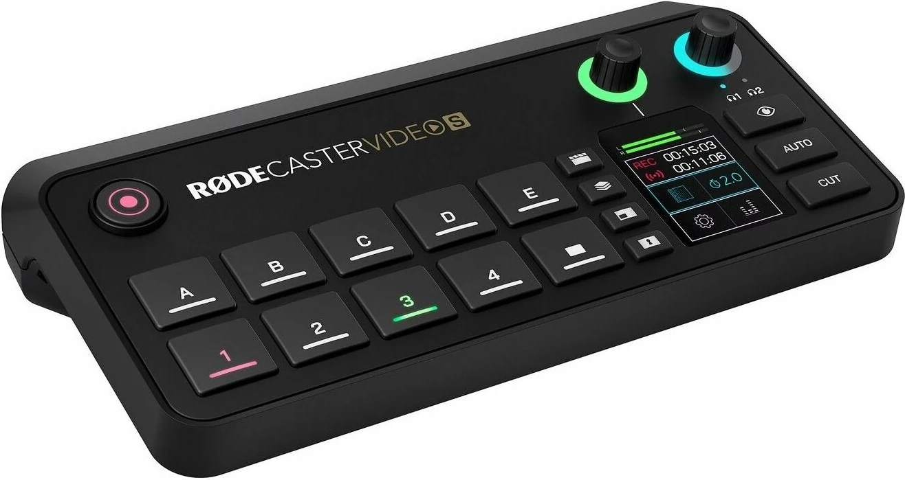 Konsolë prodhimi video/audio Rode RØDECaster Video S, 4 burime video, 2x XLR, e zezë, me adapter dhe kabllo USB-C