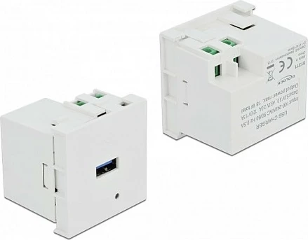 Modul karikimi USB DeLOCK Easy 45, 1x USB Type-A, 18W (5V/3A), 100-240V, i bardhë