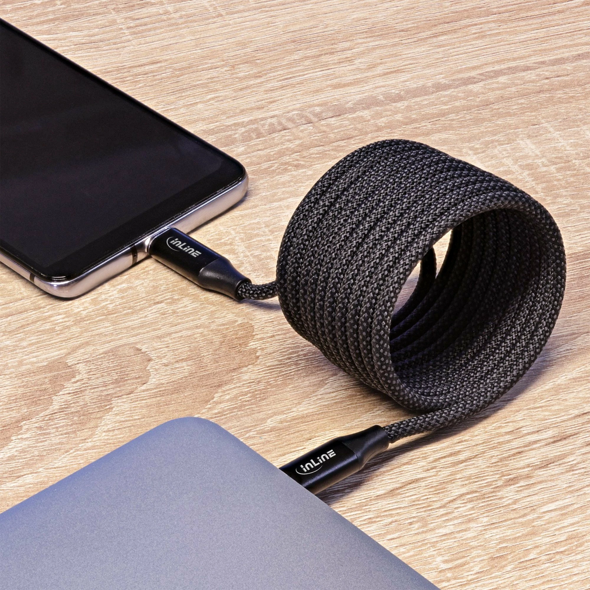 Kabllo USB-C InLine 35881, 1 m, 100 W, USB 2.0, magnetike, e zezë
