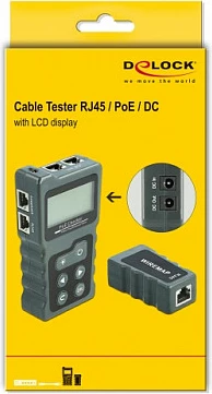 Tester kabllo rrjeti DeLOCK LCD RJ45/PoE/DC, gri