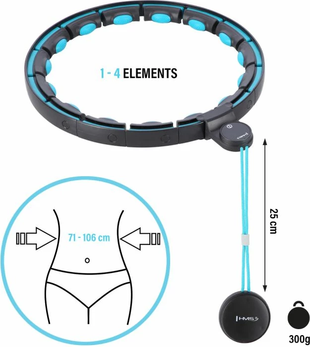 Set hula hop magnetik me numërues HMS HHM17 + rrip dobësimi BR163, kuq