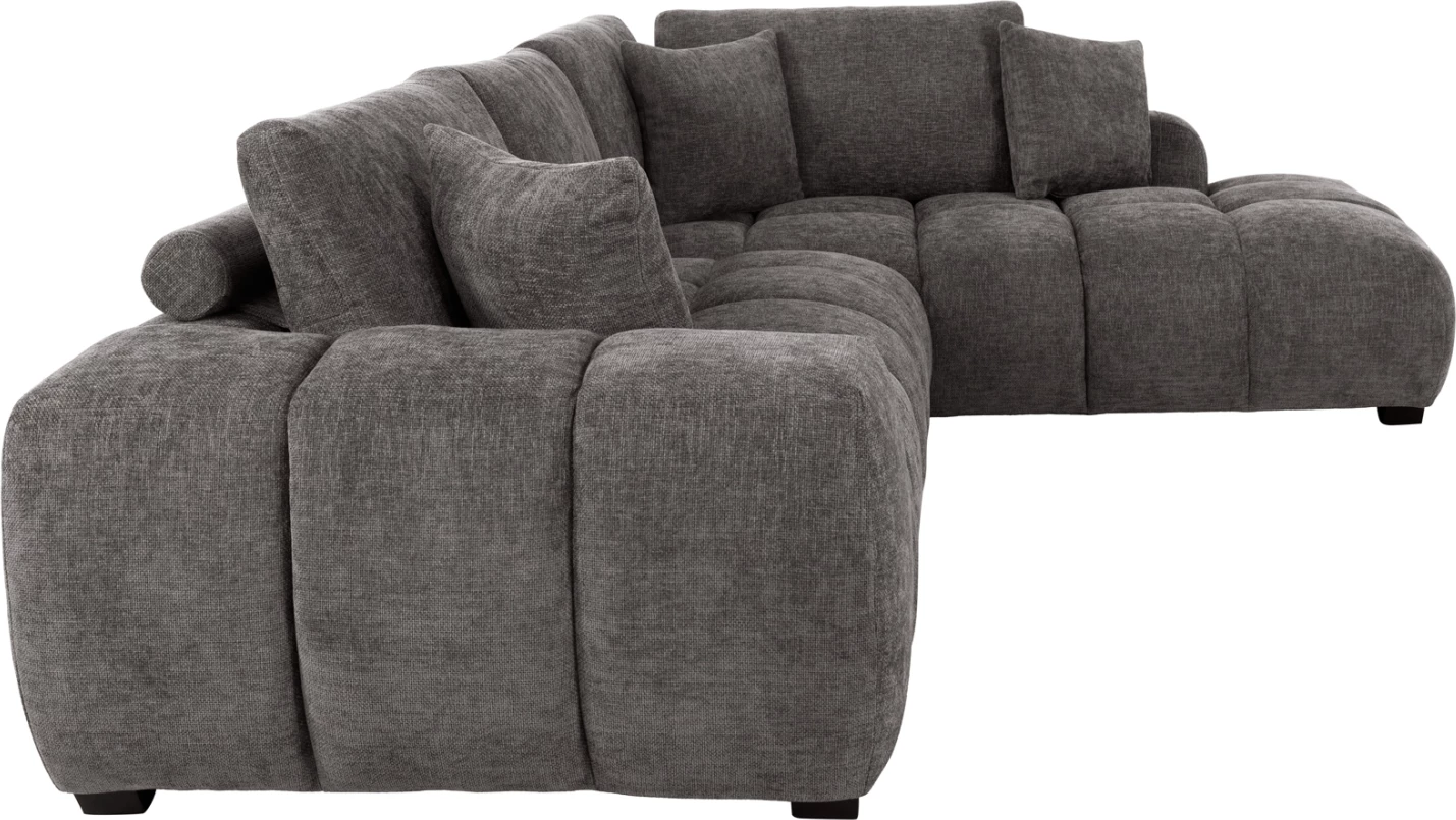 Këndi i divanit (djathtas) COVEN FH3266.03R, pëlhurë gri e errët, 298x102-208x85H cm