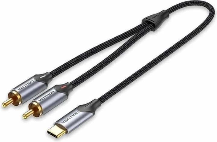 Kabllo audio Vention USB-C në 2RCA, 2 metra, e zezë