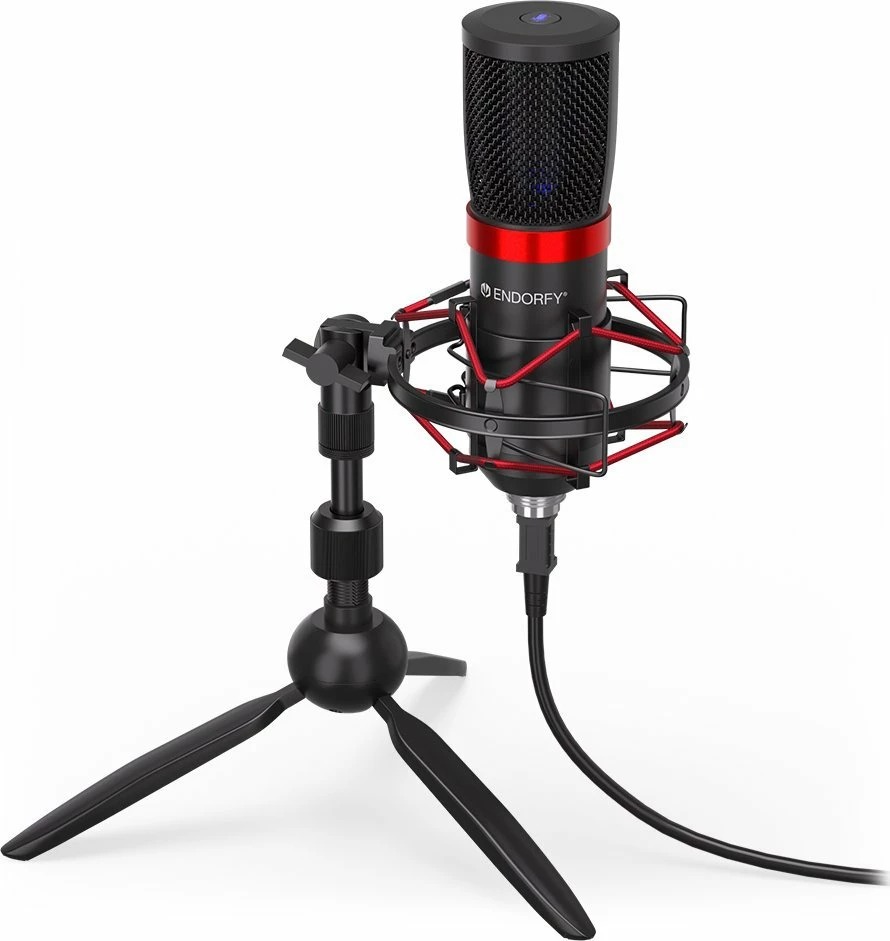 Mikrofon Endorfy Solum Streaming T EY1B003, USB, kardioid, me tripod, zi/kuqe