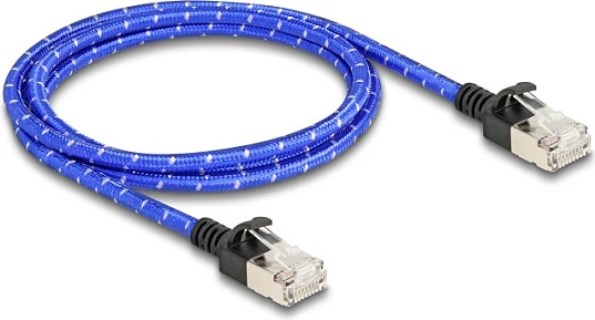 Kabllo rrjeti DeLOCK RJ45 Cat6a Slim 1m, U/FTP, 10Gbps, blu