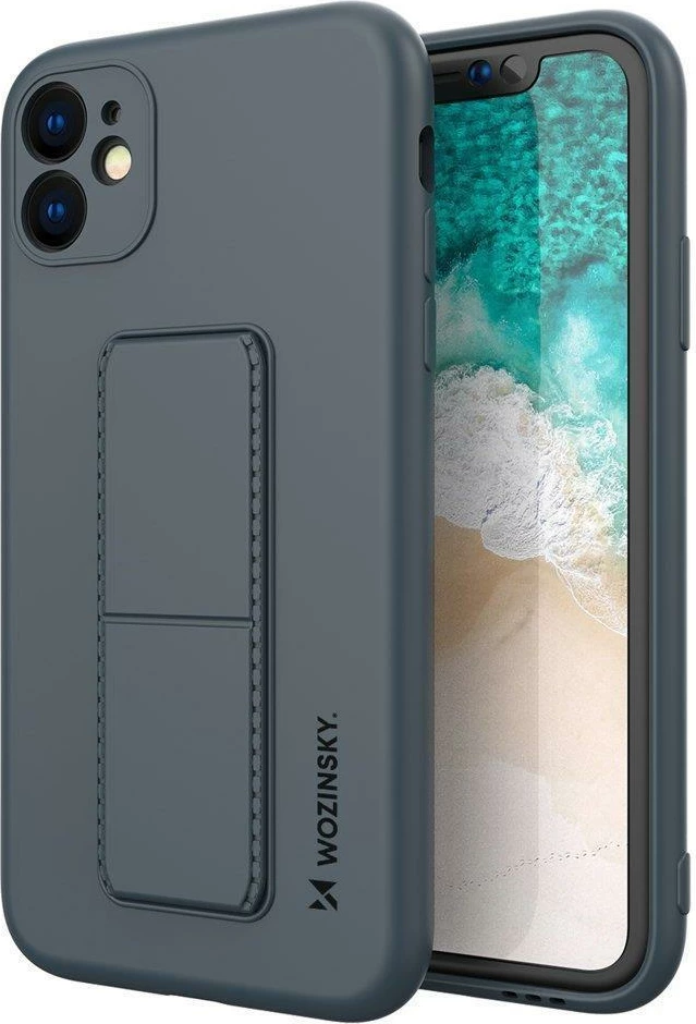 Mbështjellës Wozinsky Kickstand Case për iPhone 12 Pro Max, silikon, me mbajtëse, blu e errët