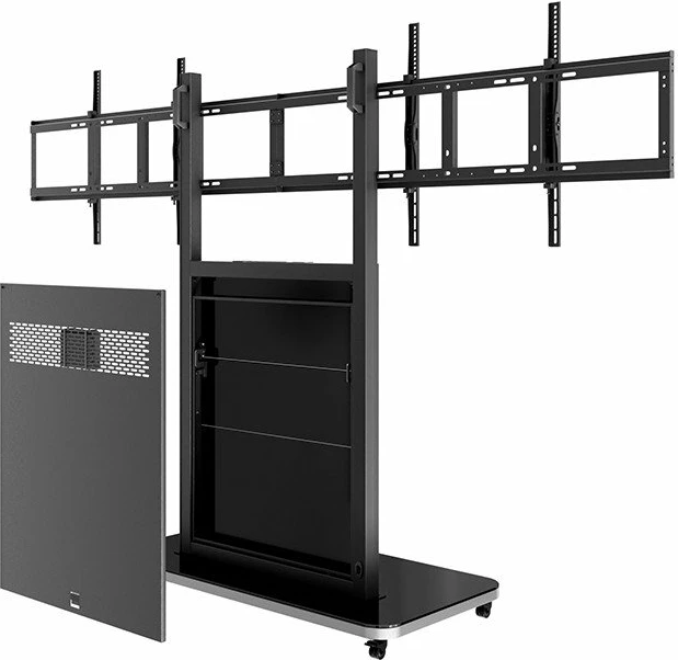 Mbajtëse dyshemeje për 2 TV Hagor Pro-Tower L Dual 55"-65", 2x55 kg, VESA 200x200-600x400, e zezë