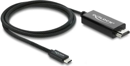 Kabllo DeLOCK USB-C në HDMI, 1 m, 4K@60Hz, e thurur, e zezë
