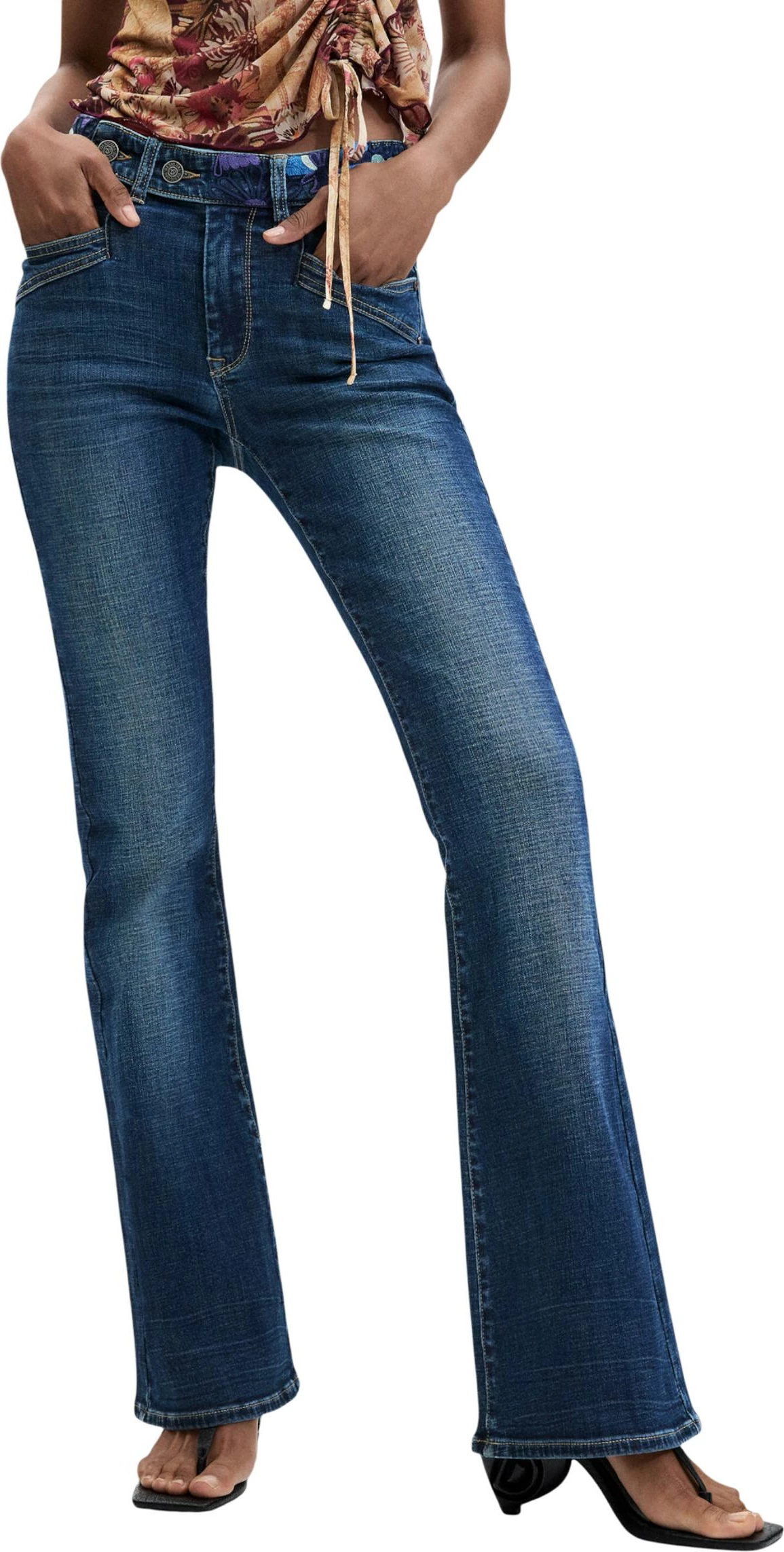 Pantallona xhins për femra Desigual DENIM_HIPBEL 26WWDD21, të kaltra