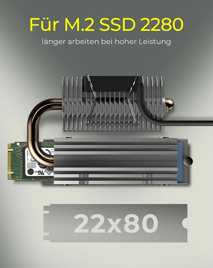 Heatsink SSD ICY BOX IB-M2HSF-705, 30mm fan, 8500 RPM, argjend