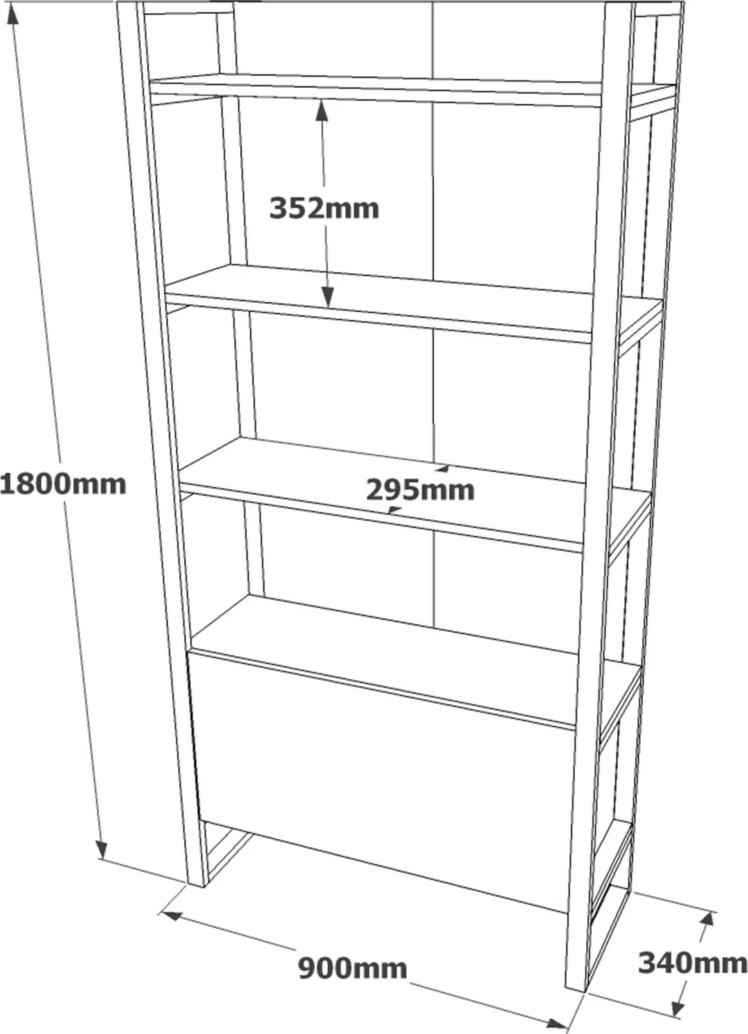 Raft librash Hanah Home, Ml6-A, ngjyrë Atlantic Pine