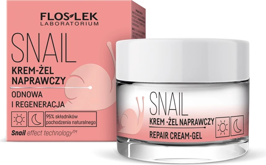 Krem-gel për fytyrë Floslek Snail Repair Day and Night për femra, 50ml