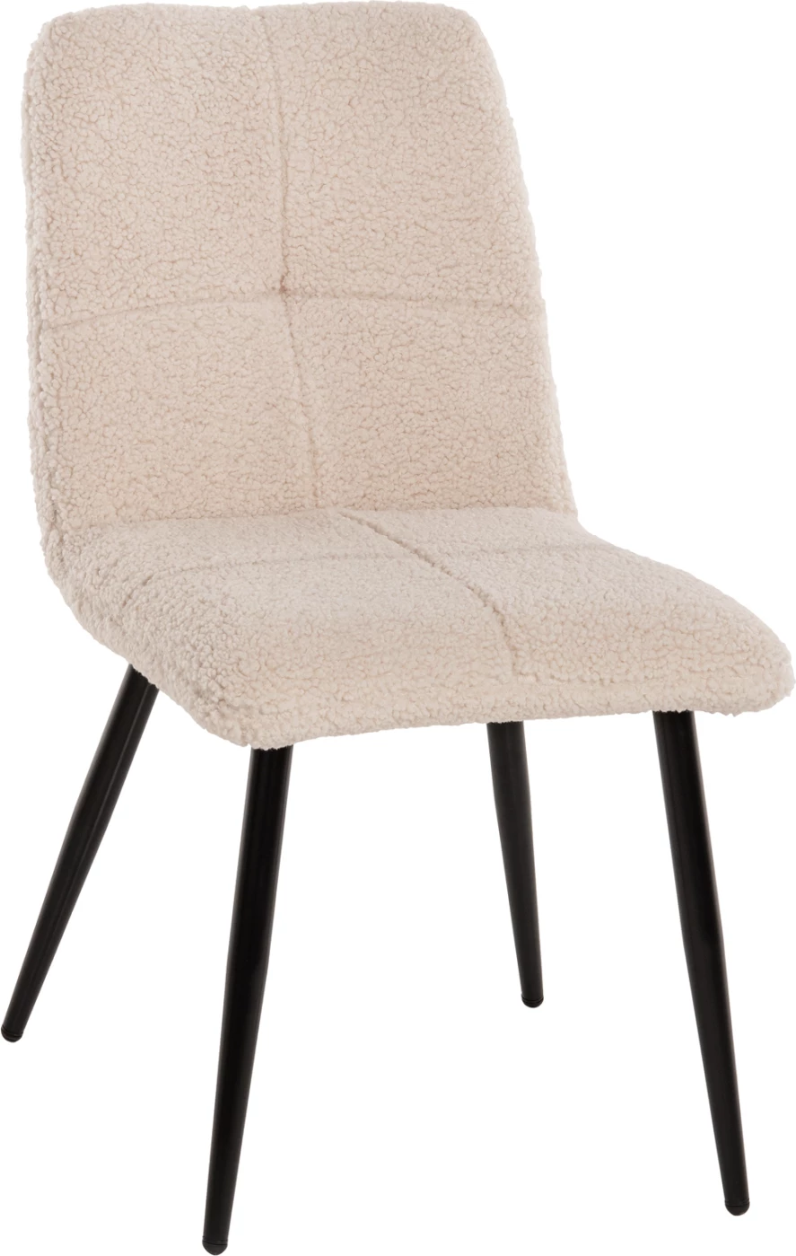 Karrige SHELLY FH8590.02, pëlhurë TEDDY, këmbë metalike bardhë-zi, 48x64x87Hcm., set prej 2 copash