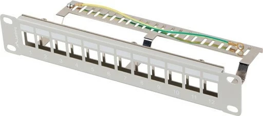 Patch panel LANBERG 12 porta 1U 10" FTP, ngjyrë gri