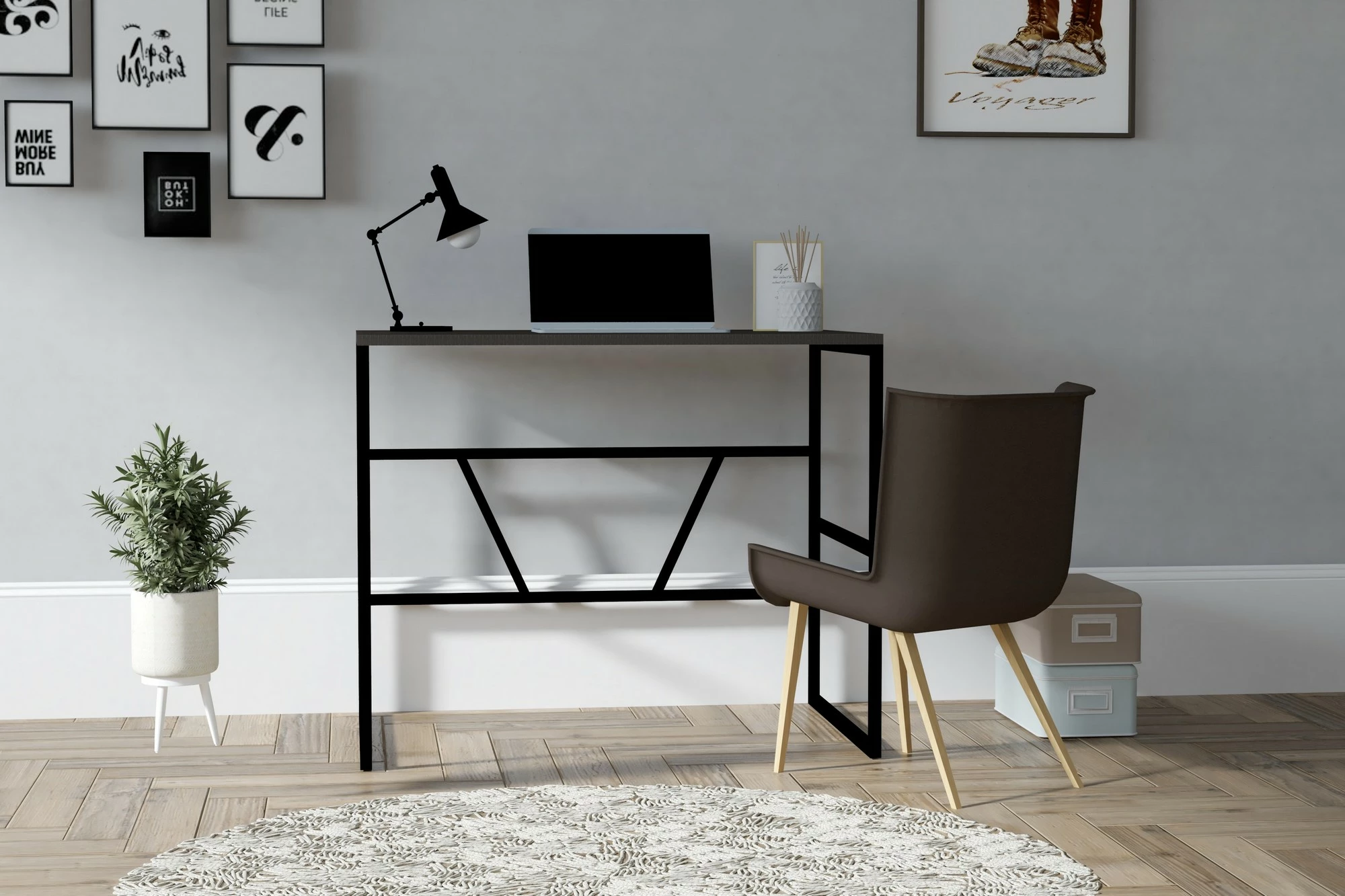 Tavolinë studimi Hanah Home, Monea, ngjyrë antracit