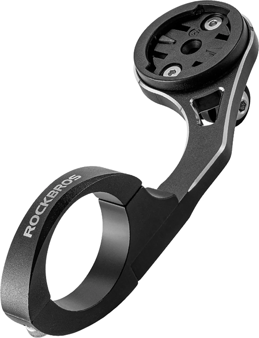 Mbajtëse timoni biçiklete Rockbros FK-301 2-në-1, për kompjuter Garmin/Wahoo/Bryton + dritë/kamerë GoPro, 31.8 mm, E zezë