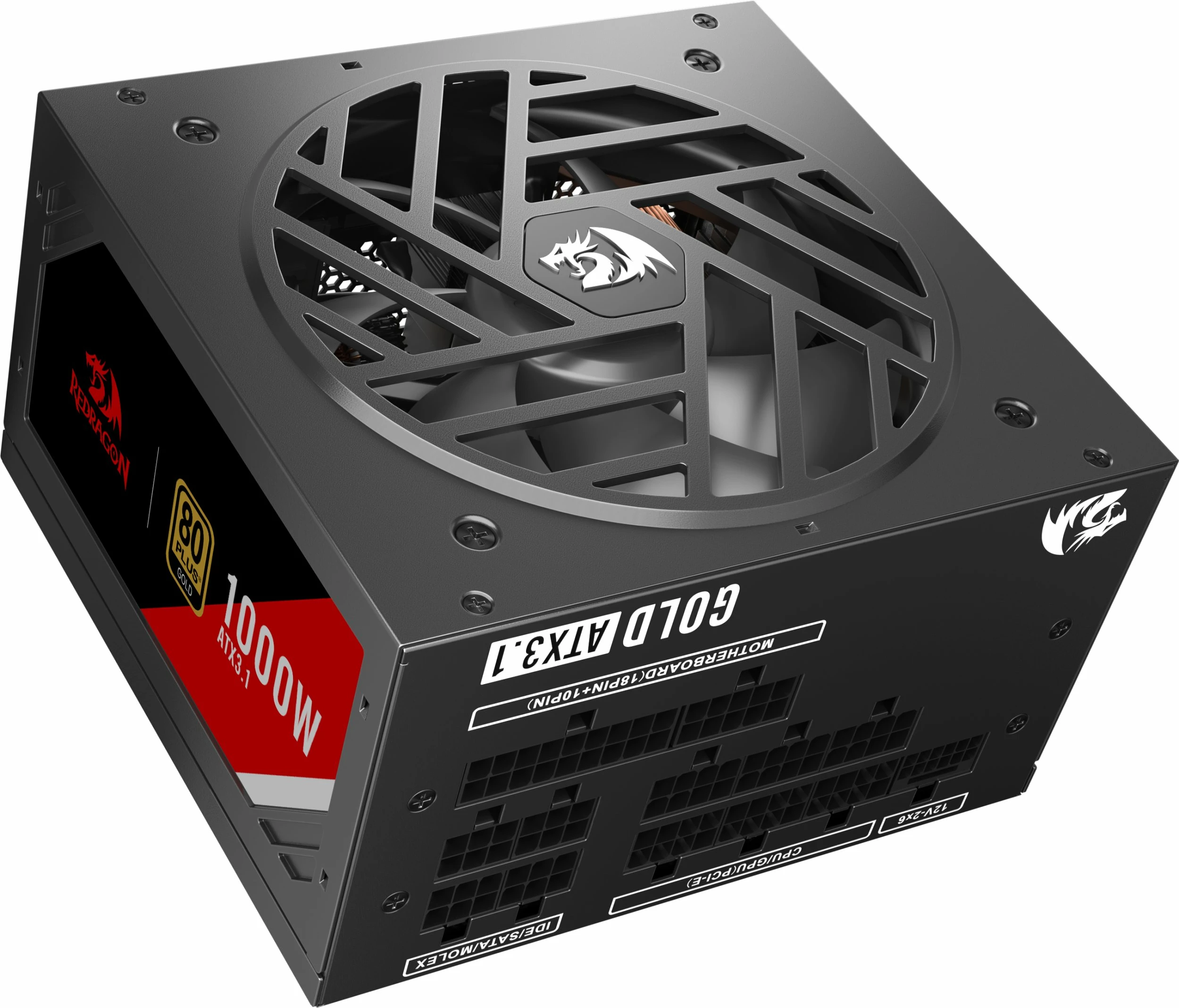 Furnizues rryme Redragon Master GC-MS03 1000W ATX 3.1, 80 Plus Gold, modular i plotë, PCIe 5.0 12VHPWR, i zi