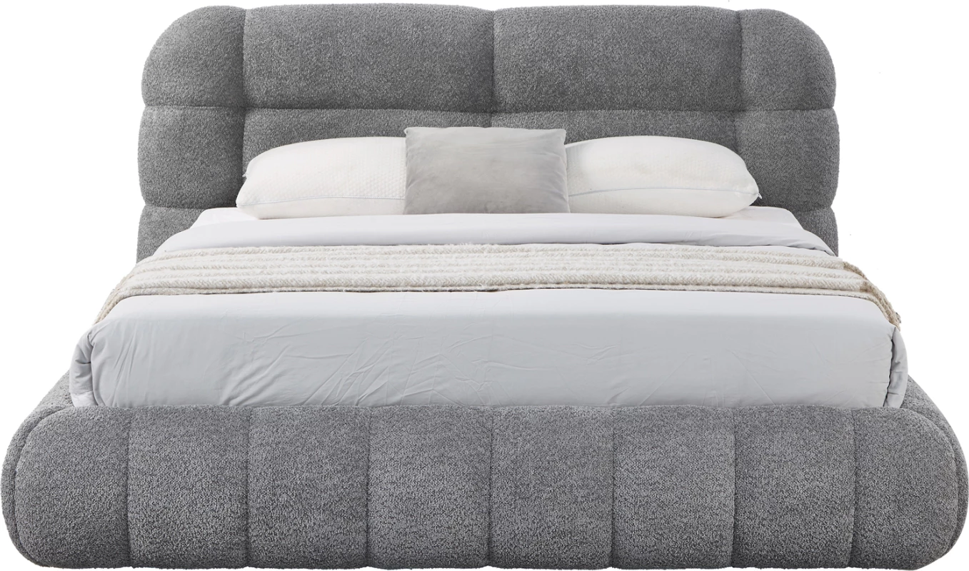 Krevat dopio me hapësirë për depo, stof boucle gri, FH730.01, dyshek 160x200cm