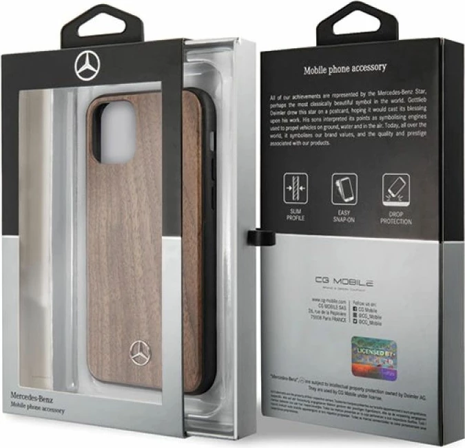 Kuti për iPhone 11 Pro Max Mercedes Wood Line Walnut, kafe