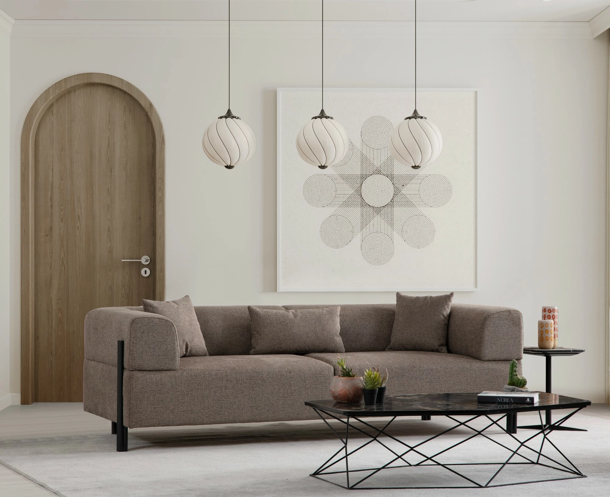 Divan treshe Gio, kafe, Atelier del Sofa