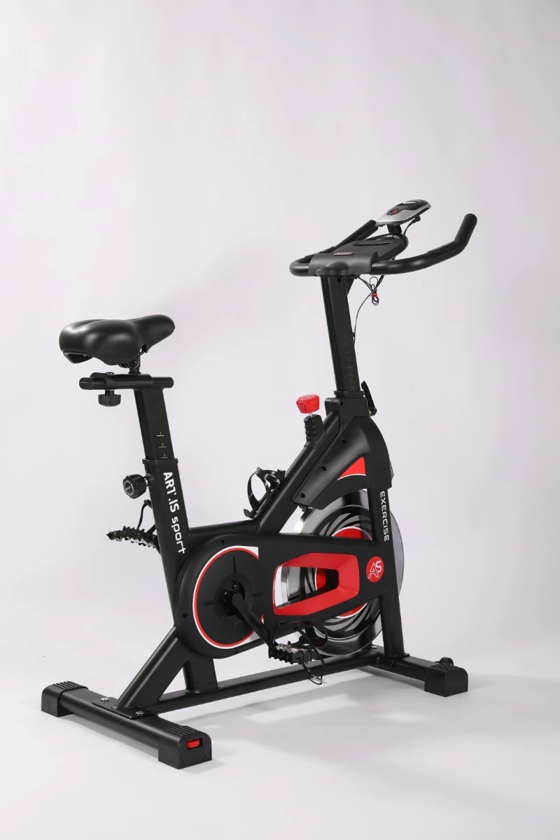 Biçikletë statike indoor ART.IS sport AS1 (AS8723), rrotë fluturimi 6 kg, Bluetooth Kinomap/Zwift, ngarkesë max 120 kg, e zezë/kuqe