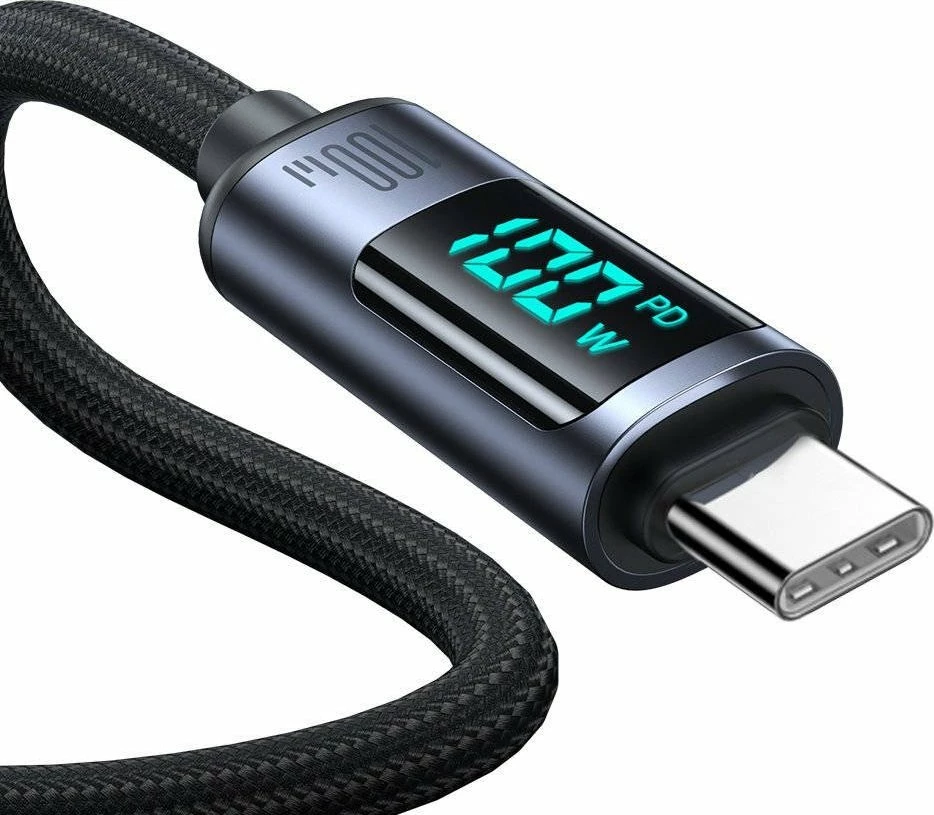 Kabllo USB-C–USB-C Joyroom S-CC100A16 100W 1.2 m me ekran LED, e zezë