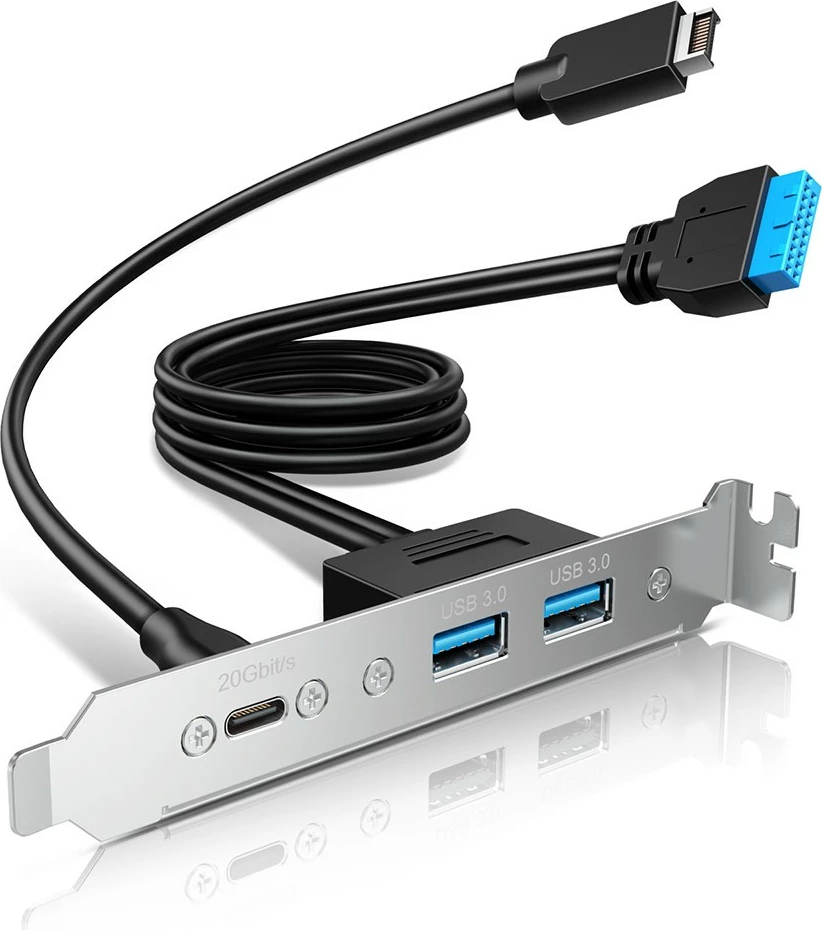 Panel zgjerues USB GrauGear Multi PCI, 2x USB 3.0, 1x USB-C, 0.6m, argjend