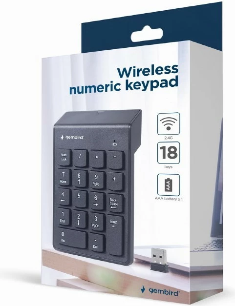 Tastierë numerike wireless Gembird KPD-W-02, e zezë