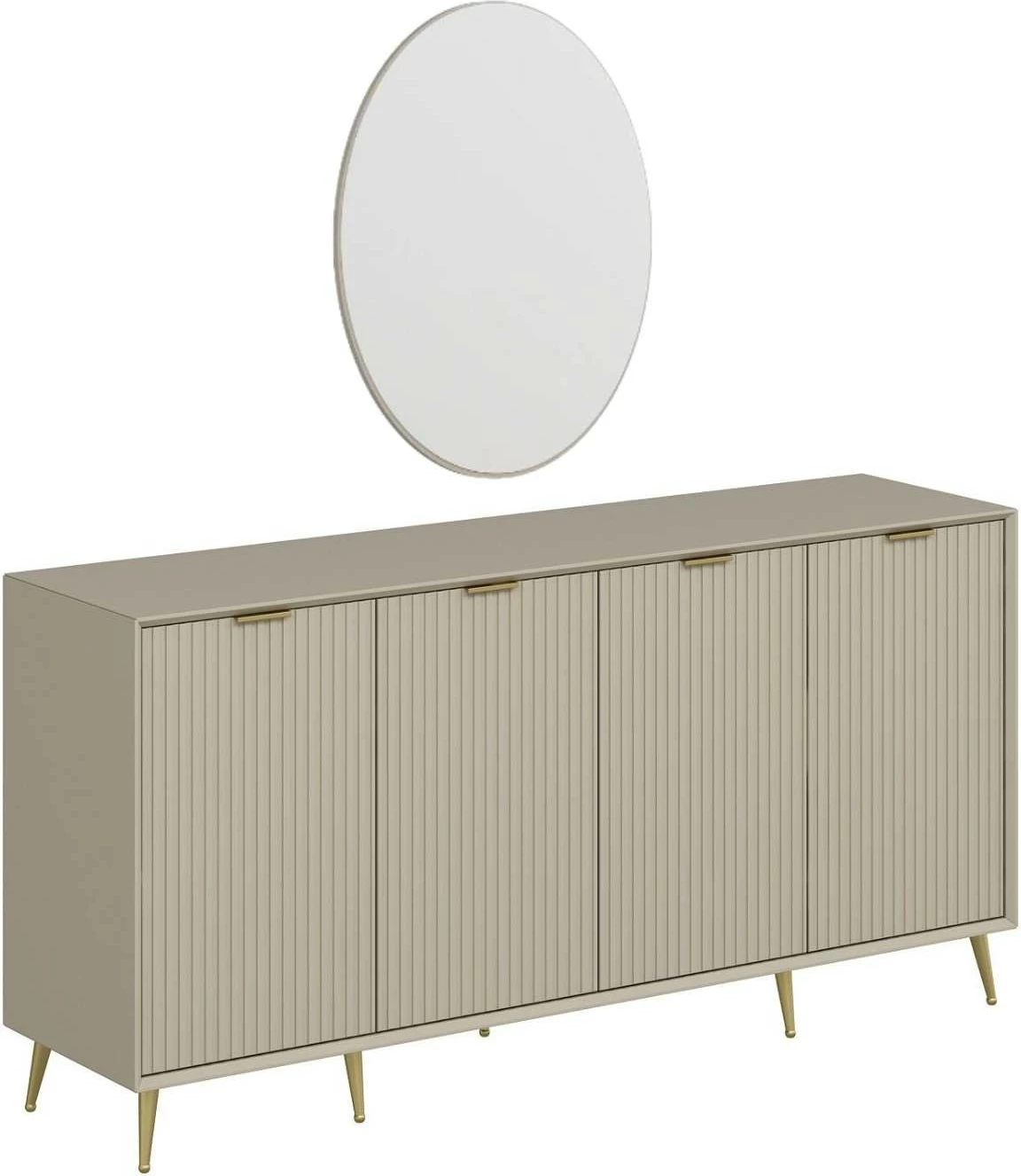 Konsolë Skye Decor, ngjyrë ranore, me pasqyrë