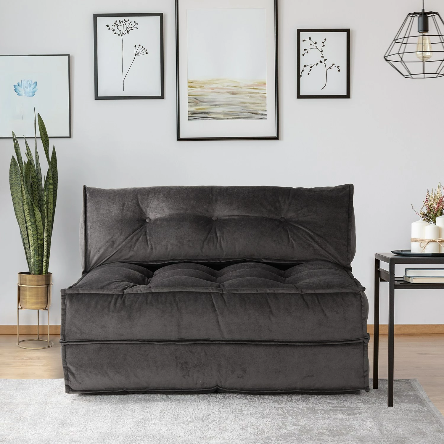 Divan-krevat 2 vende, Atelier del Sofa, ngjyrë moka-antracit