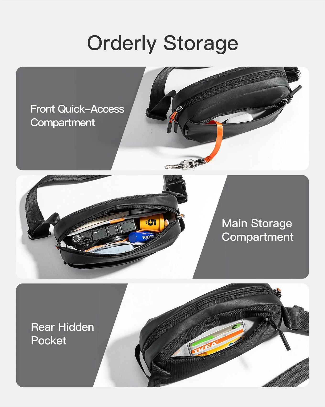 Çantë beli Inateck FB01002, 900D poliester, RFID, e zezë