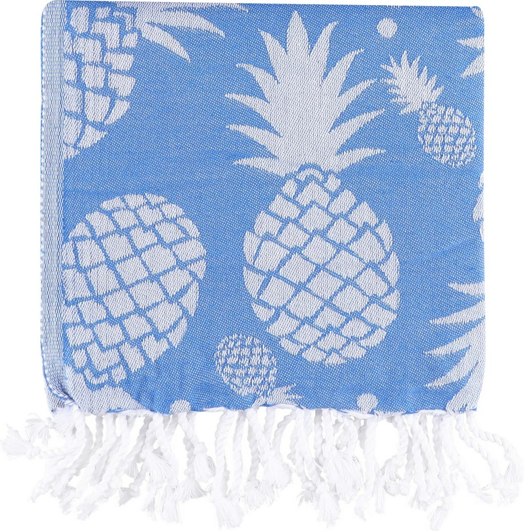 Peshqir plazhi Fouta, ananas, ngjyrë kaltër, Mijolnir