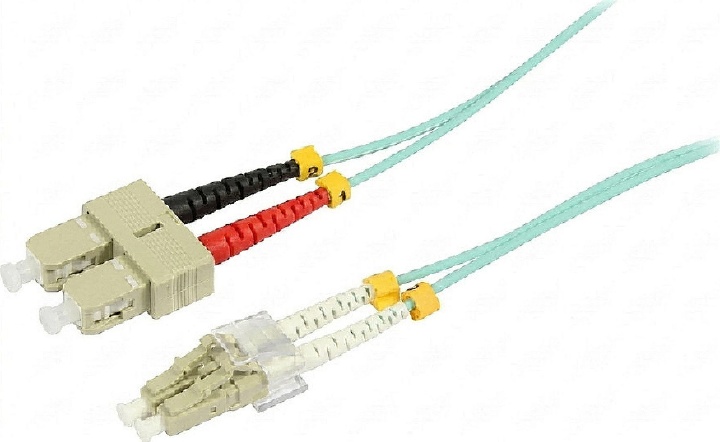 Kabllo fiber optike Synergy21 LWL patch cord LC-SC, 10m, OM3 50/125µm, 2-fiber, aqua