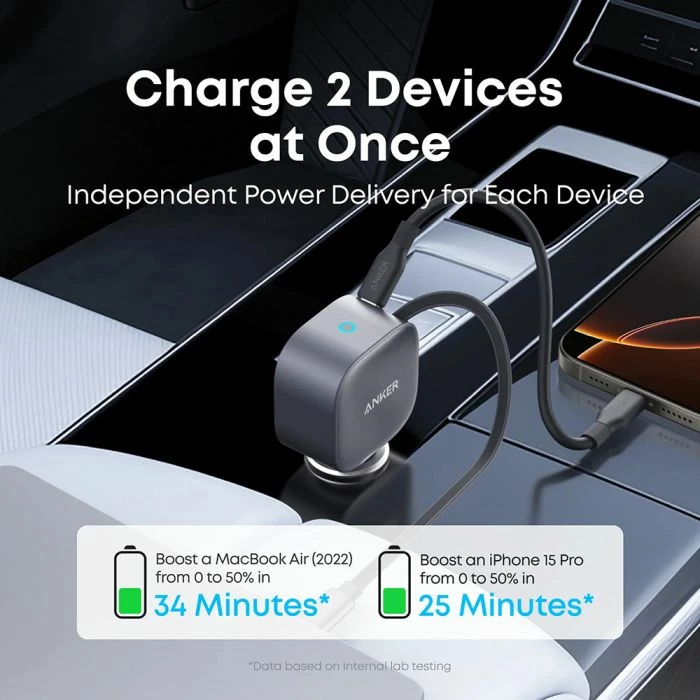 Karikues veture ANKER Nano A2738HA2 75W me kabllo të integrume 70 cm, gri e errët