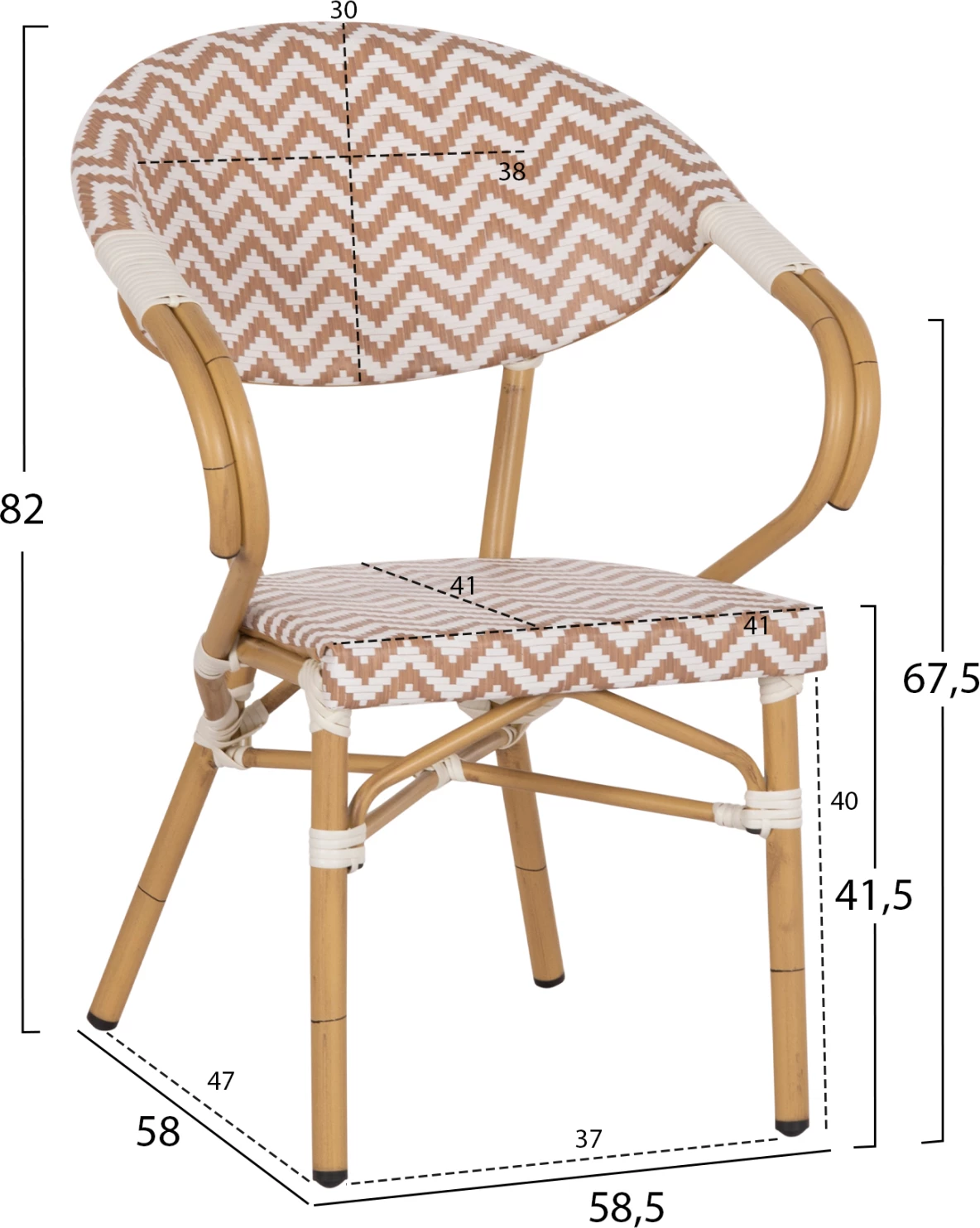 Karrige alumini FH5861.03 pamje bambu kafe-bardhë 56.5x56.5x82 cm