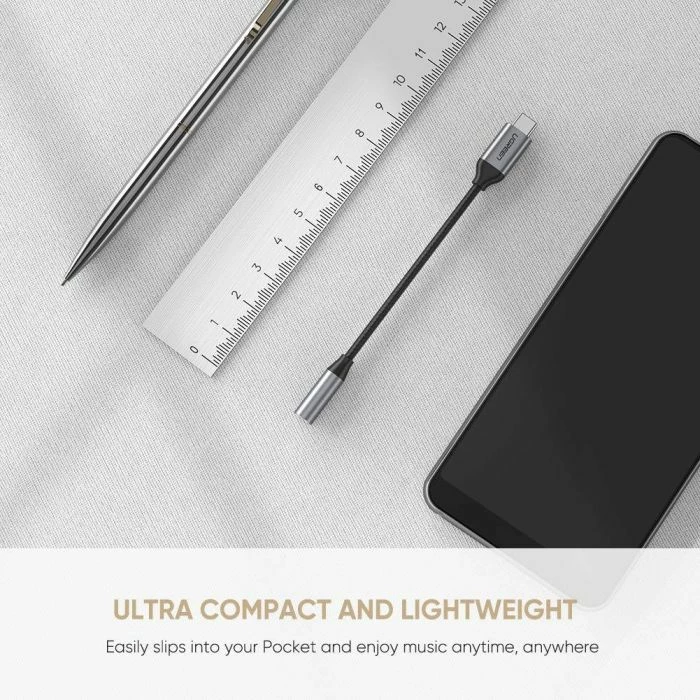 Kabllo adapter audio USB-C në 3.5mm UGREEN 30632, 10cm, TRRS CTIA/OMTP, polybag, gri e errët