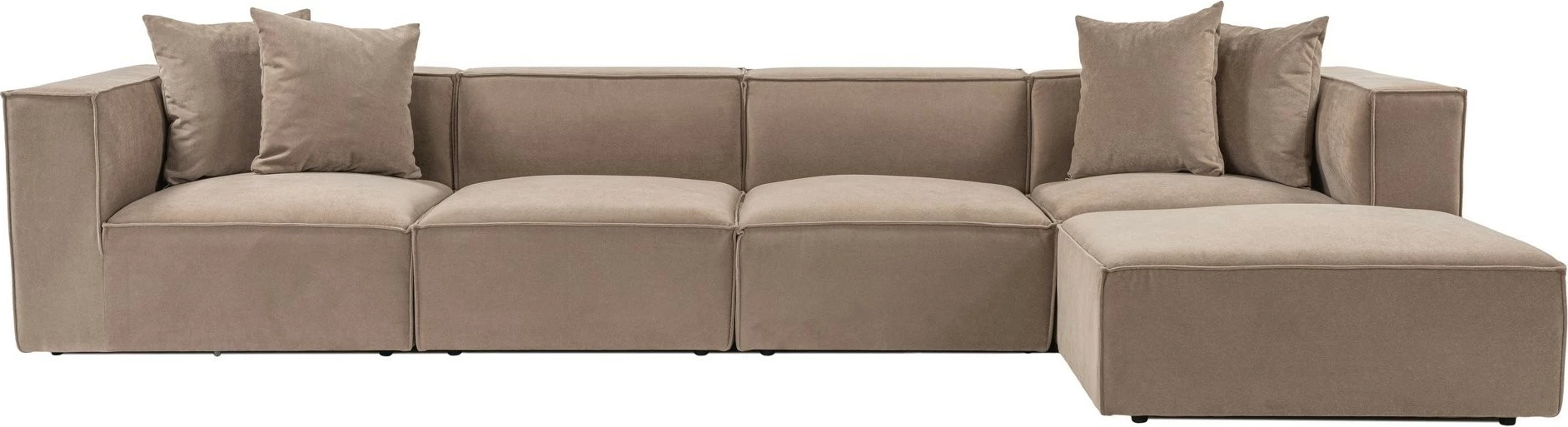 Kënd-sofë Sora me pouffe, ngjyrë kapuçino, Atelier del Sofa