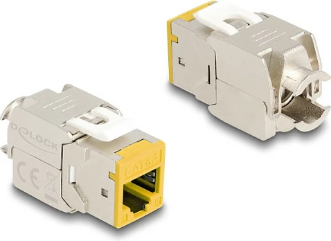 Modul keystone RJ45 në LSA DeLOCK Cat6A, pa vegla, 10 copë, i verdhë