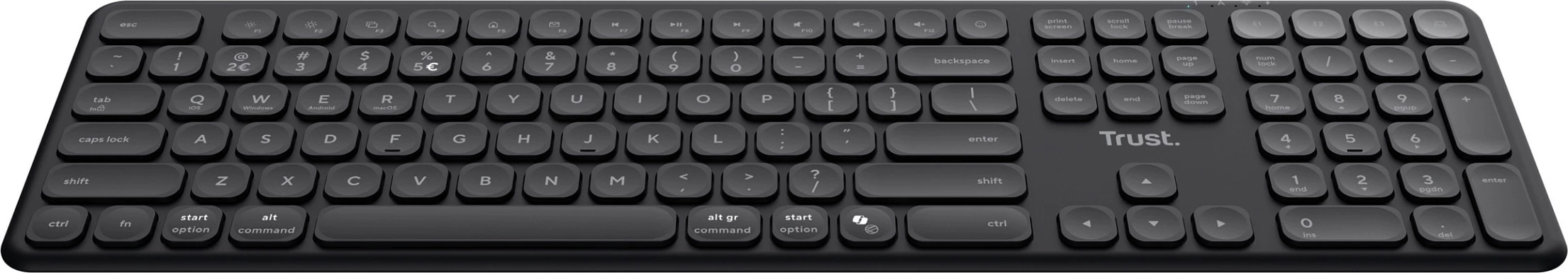 Tastaturë pa kabllo Trust Vaiya, QWERTZ DE, Bluetooth + 2.4GHz, full-size, e zezë