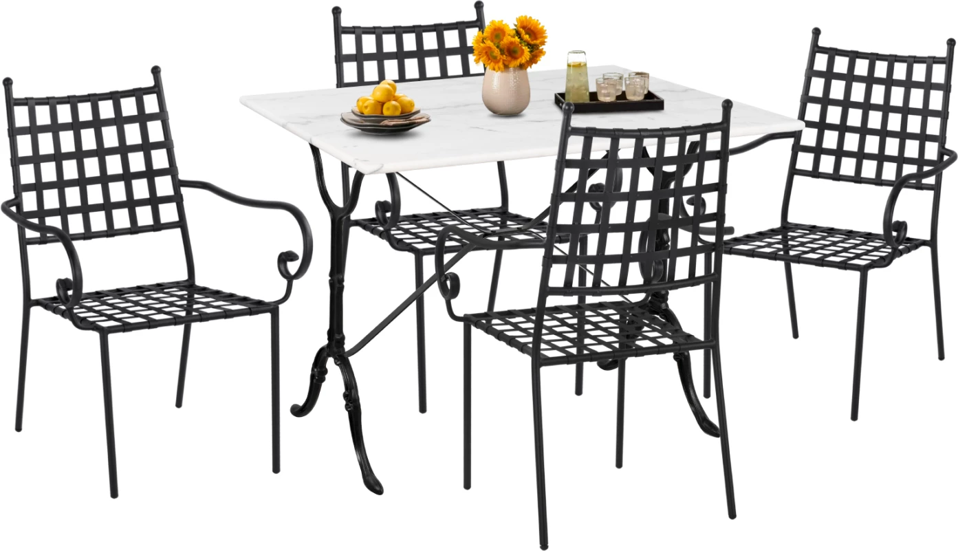 Set kopshti tavolinë & karrige FH11874, 5 pjesë, mermer/të zeza