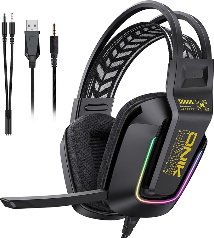 Kufje gaming ONIKUMA X13, driver 50 mm, RGB, USB + 3.5 mm, mikrofon rrotullues, të zeza, set me kabllo USB + 3.5 mm