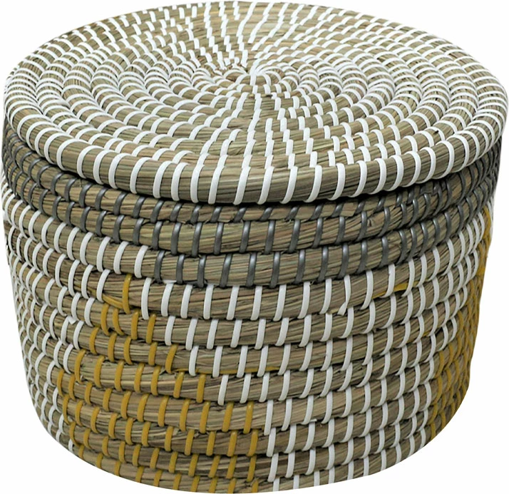 Shportë me kapak KAIA_L, kansgrass multingjyrëshe, 35x35x25cm