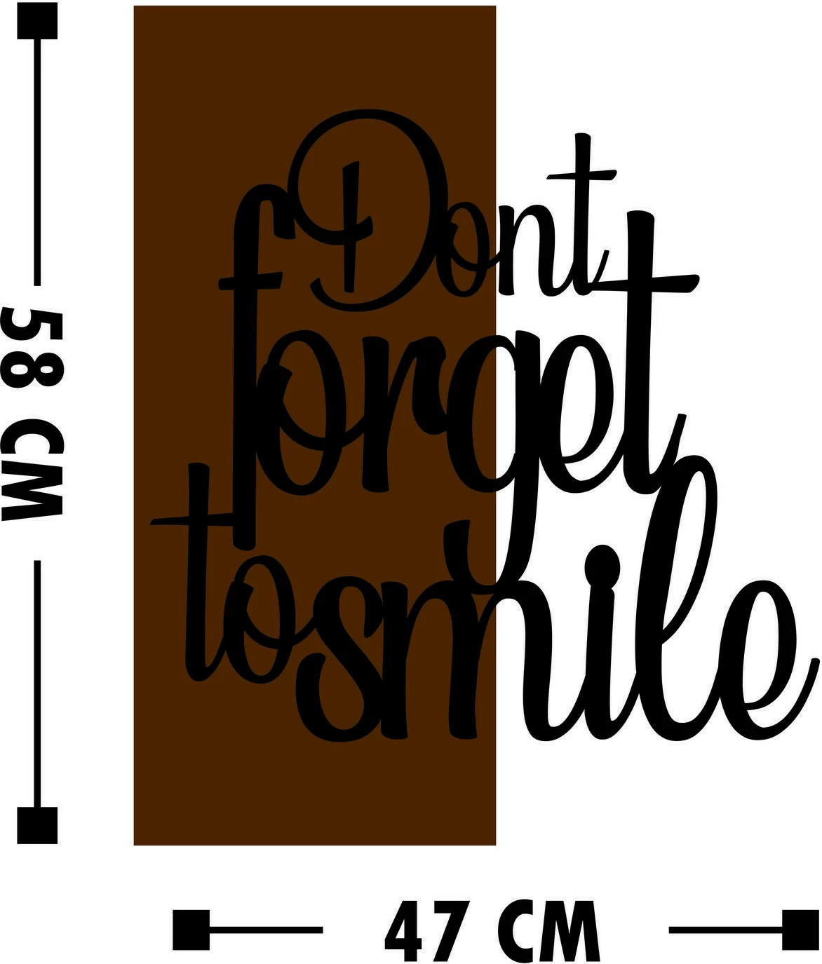 Aksesor dekorativ për mur, dru arre dhe metal, 'Don't Forget To Smile', 47x58cm