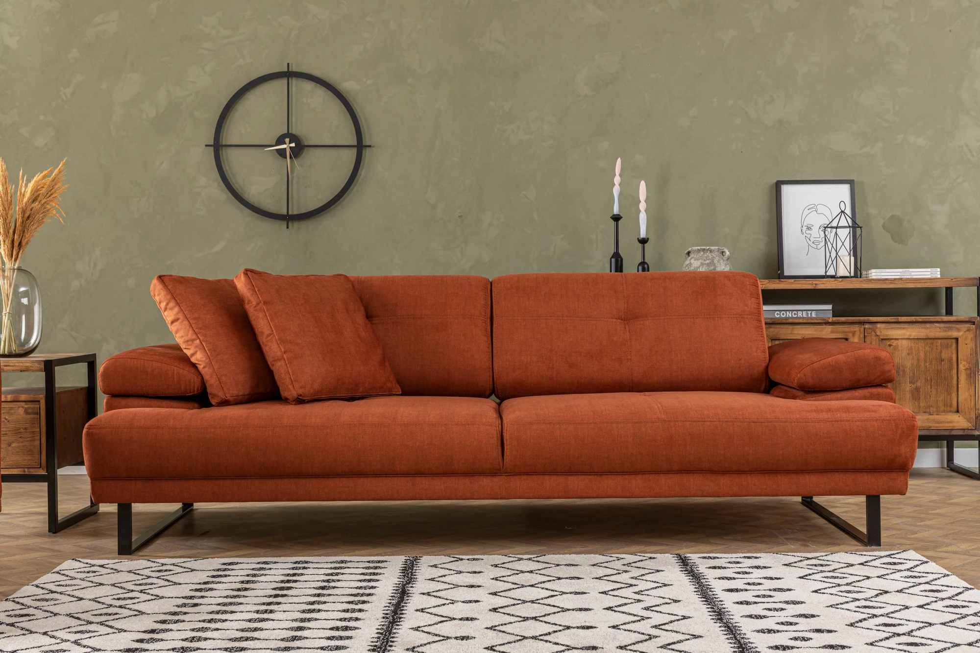 Divan-krevat 3 vendësh, ngjyrë portokalli, Atelier del Sofa, Mustang