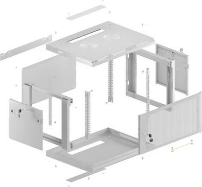 Kabinet rack muror, Lanberg WF01-6406-23S, 19-inch 6U, 600x450 mm, derë e perforuar, Flat Pack, gri RAL 7035