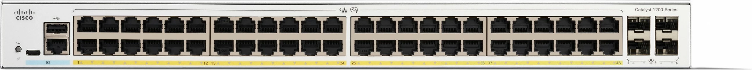 Switch Cisco Catalyst 1200-48P-4X, 48 porta GE, PoE, 4x10GE SFP+, i bardhë